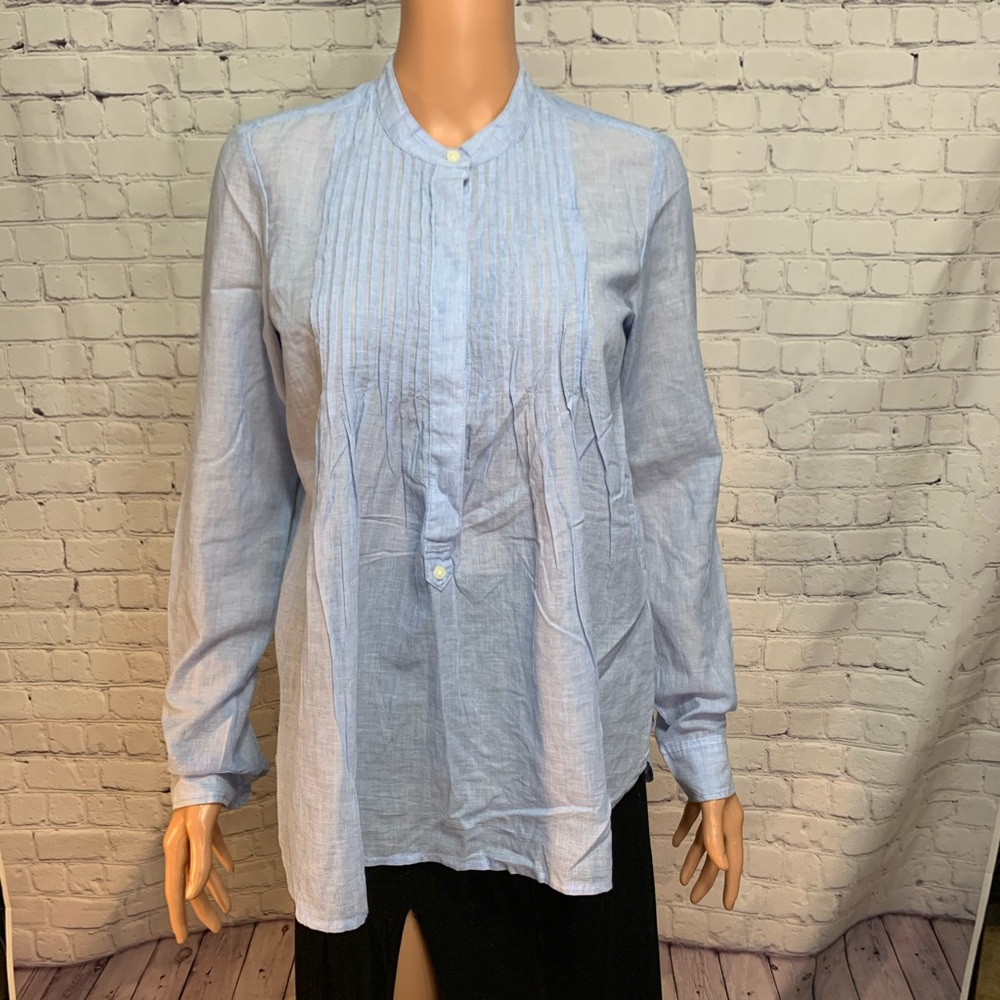 Gap nwt light blue long sleeve button down boho peasant blouse size xs